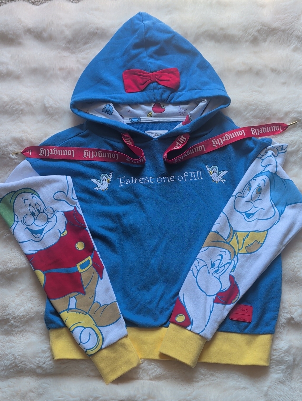 Loungefly Disney Blue Snow White 'Fairest One of All' Hoodie with Red Bow